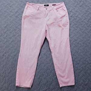 Earl Jeans Womens Sz 16 Pink/White Skinny Ankle Dark Wash